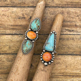 Blakely - Turquoise and Spiny Oyster Triple Gemstone Ring