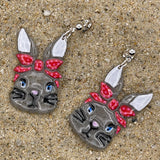 Bunny - Retro 50's Rabbit Earrings: Handmade Polymer Clay