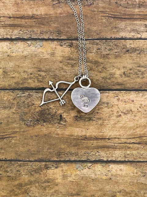 Rosie - Red Rosarita Heart with Bow and Arrow Charm Pendant Necklace