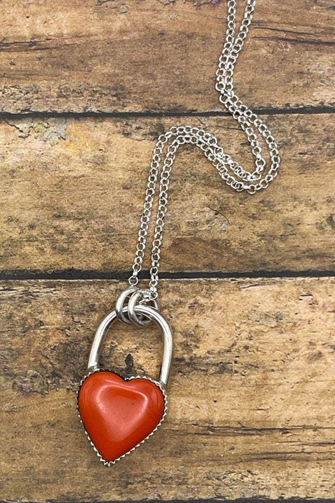 Ryker - Orange Rosarita Love Lock Heart Pendant