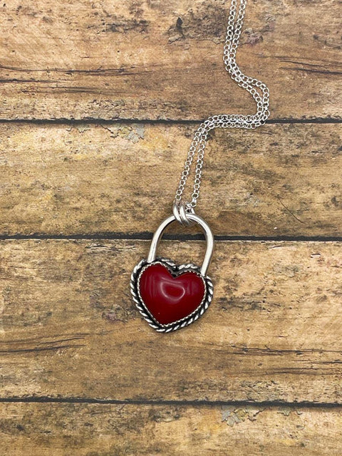 Raven - Red Rosarita Love Lock Heart Pendant