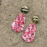 Love - Multi Heart Printed Dangle Earrings: Handmade Polymer Clay