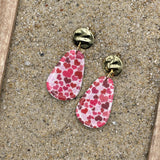Love - Multi Heart Printed Dangle Earrings: Handmade Polymer Clay