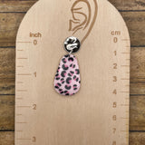 Love - Pink Leopard Printed Dangle Earrings: Handmade Polymer Clay