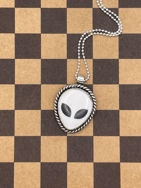 Tucker - White Trustone Alien Sterling Silver Pendant