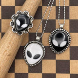 Tripp - Black Trustone Alien Ring with Chain Detail
