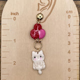 Cat Lover Earrings - Kitty Hanging from Balloons: Handmade, Hand Painted Polymer Clay