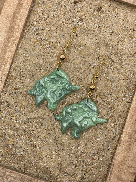 Mystical - Shimmer Sage Unicorn Earrings: Handmade Polymer Clay