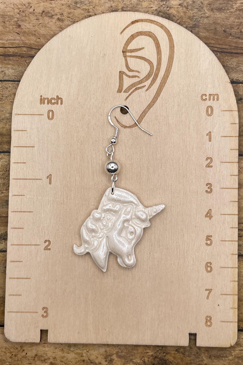 Mystical - Shimmer Pearlized White Unicorn Earrings: Handmade Polymer Clay