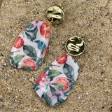 Tutti Frutti - Oranges Printed Dangle Earrings: Handmade Polymer Clay