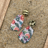 Tutti Frutti - Oranges Printed Dangle Earrings: Handmade Polymer Clay