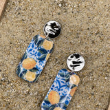 Tutti Frutti - Lemon Printed Dangle Earrings: Handmade Polymer Clay