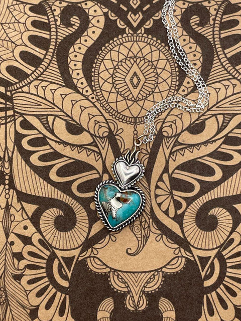 Bonita - Turquoise Sacred Heart Pendant Necklace