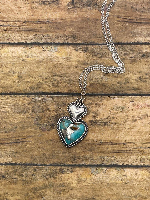 Bonita - Turquoise Sacred Heart Pendant Necklace