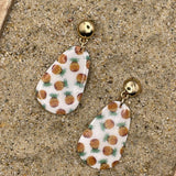 Tutti Frutti - Pineapple Printed Dangle Earrings: Handmade Polymer Clay