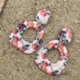Tutti Frutti - Peach Printed Dangle Earrings: Handmade Polymer Clay