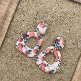 Tutti Frutti - Peach Printed Dangle Earrings: Handmade Polymer Clay