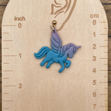 Mystical - Ombré Unicorn Blue Purple Earrings: Handmade Polymer Clay