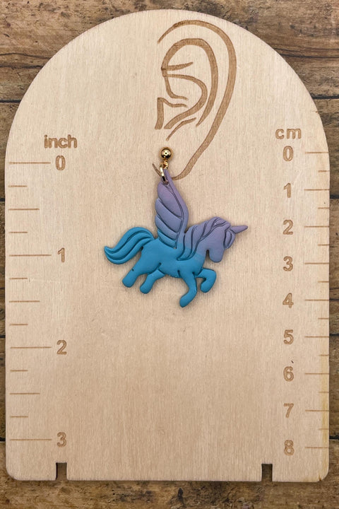 Mystical - Ombré Unicorn Blue Purple Earrings: Handmade Polymer Clay