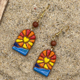 Joshua Tree - Sunset Dangle Earrings with Sunstone Detail: Handmade Polymer Clay