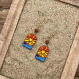 Joshua Tree - Sunset Dangle Earrings with Sunstone Detail: Handmade Polymer Clay