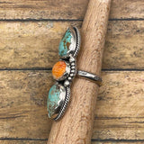 Blakely - Turquoise and Spiny Oyster Triple Gemstone Ring