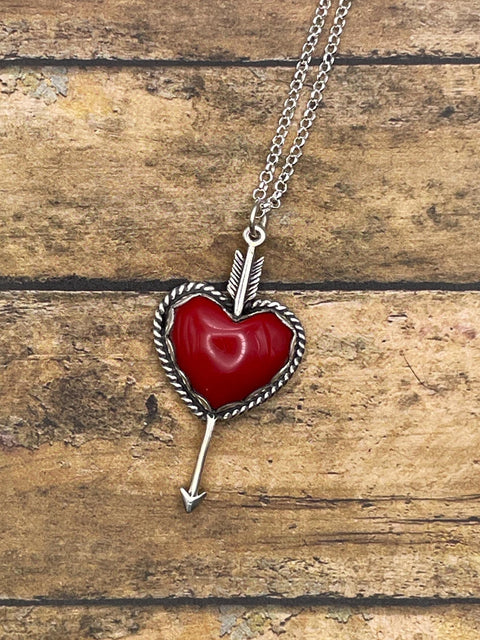 Rosalee - Red Rosarita Arrow Heart Pendant Necklace