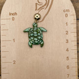 Lahaina - Green Shimmer Sea Turtle Dangle Earring Handmade Polymer Clay