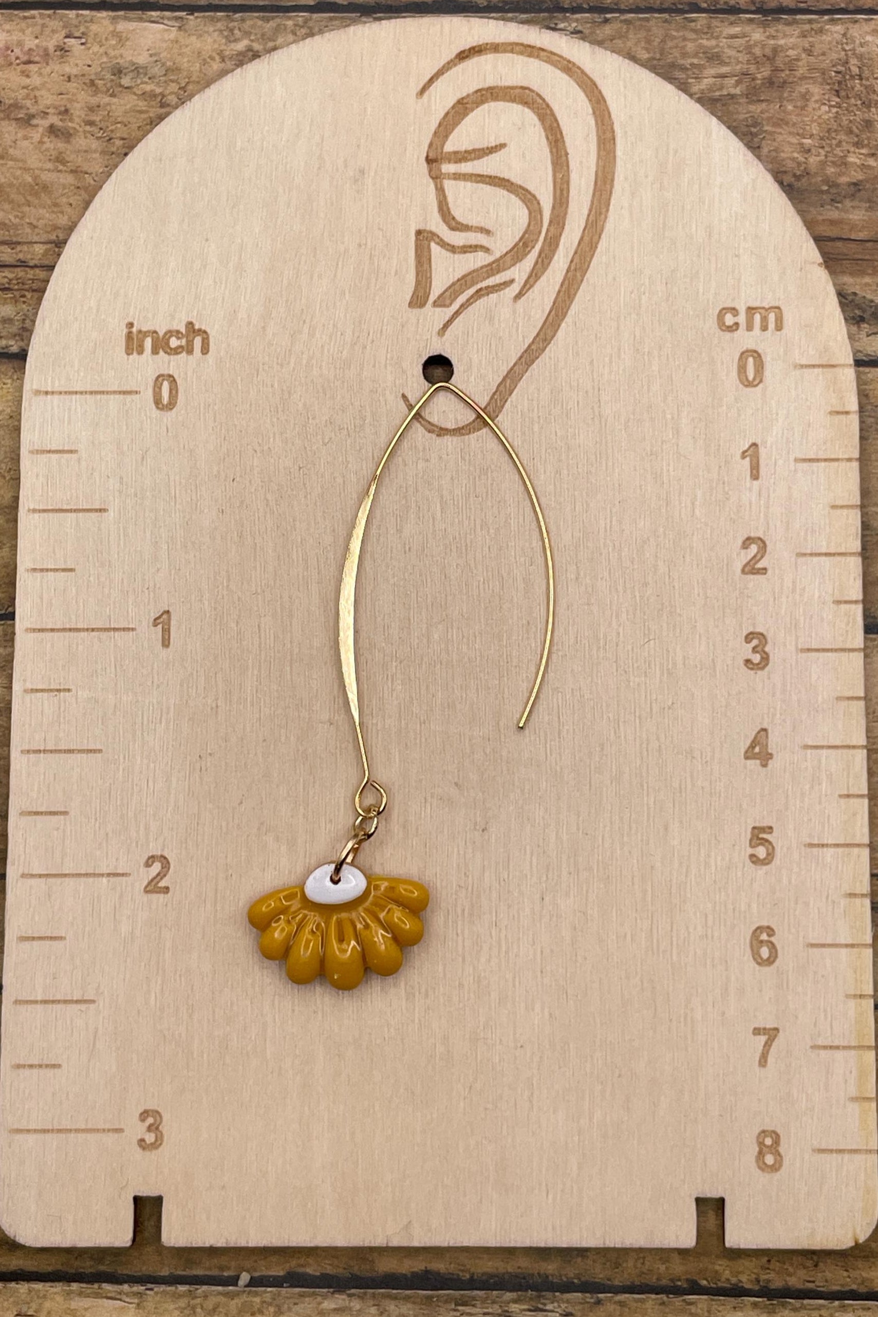 Spring Fling - Yellow Daisy Flower Dangly Earrings: Handmade Polymer Clay