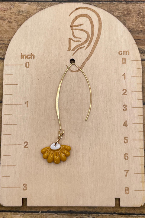 Spring Fling - Yellow Daisy Flower Dangly Earrings: Handmade Polymer Clay