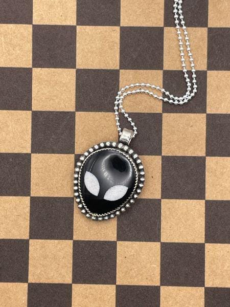 Tripp - Black Trustone Alien Sterling Silver Pendant