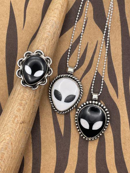 Tripp - Black Trustone Alien Sterling Silver Pendant