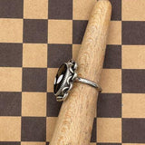 Tripp - Black Trustone Alien Ring with Chain Detail