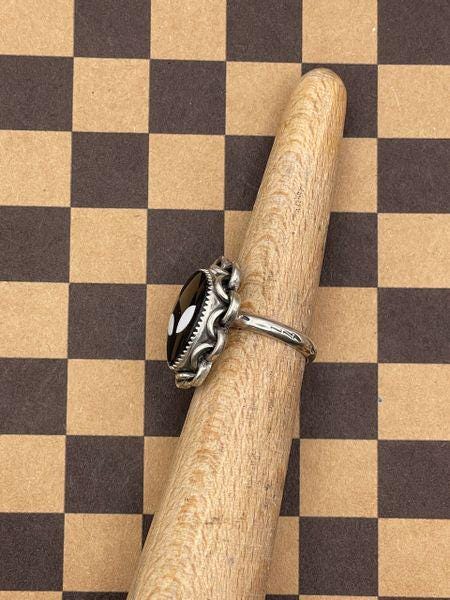Tripp - Black Trustone Alien Ring with Chain Detail