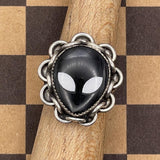 Tripp - Black Trustone Alien Ring with Chain Detail