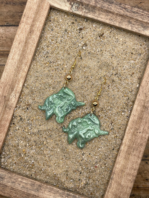 Mystical - Shimmer Sage Unicorn Earrings: Handmade Polymer Clay