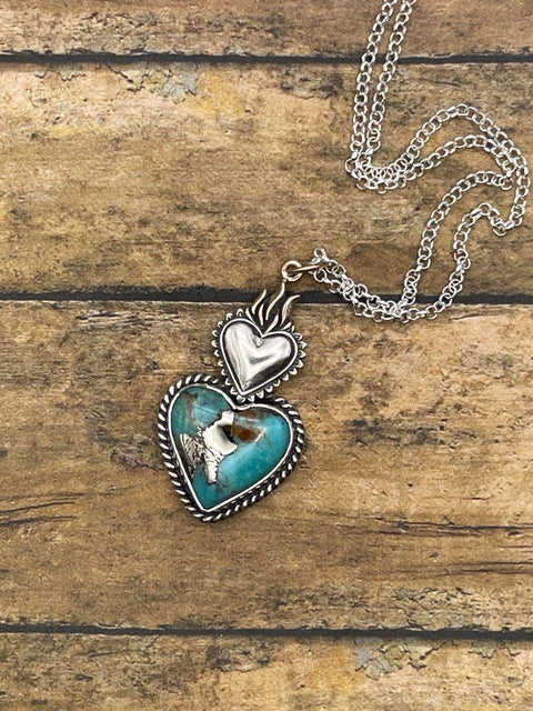 Bonita - Turquoise Sacred Heart Pendant Necklace