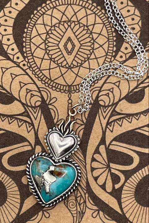Bonita - Turquoise Sacred Heart Pendant Necklace