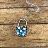 Lux - Turquoise Dice Faux Lock Pendant Necklace