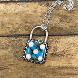 Lux - Turquoise Dice Faux Lock Pendant Necklace