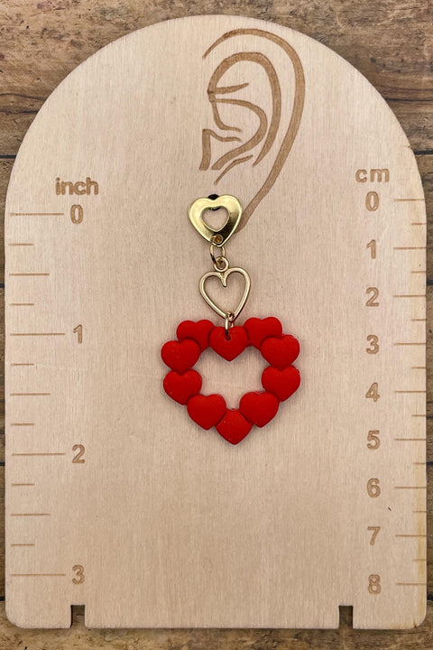 Love - Heart Wreath Dangle Earrings: Handmade Polymer Clay