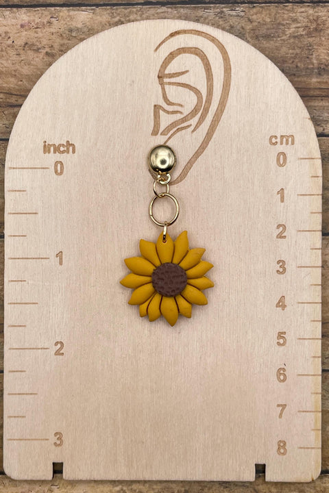 Spring Fling - Sunflower Dangle Earrings: Handmade Polymer Clay