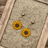 Spring Fling - Sunflower Dangle Earrings: Handmade Polymer Clay