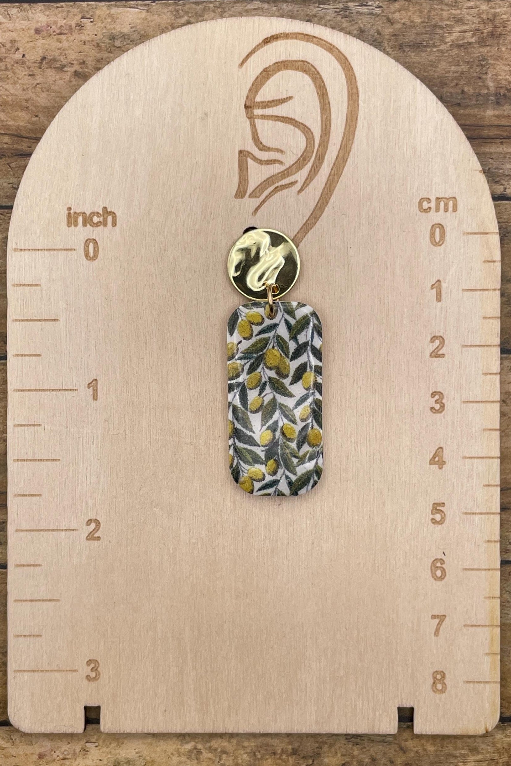 Tutti Frutti - Olives Printed Dangle Earrings: Handmade Polymer Clay