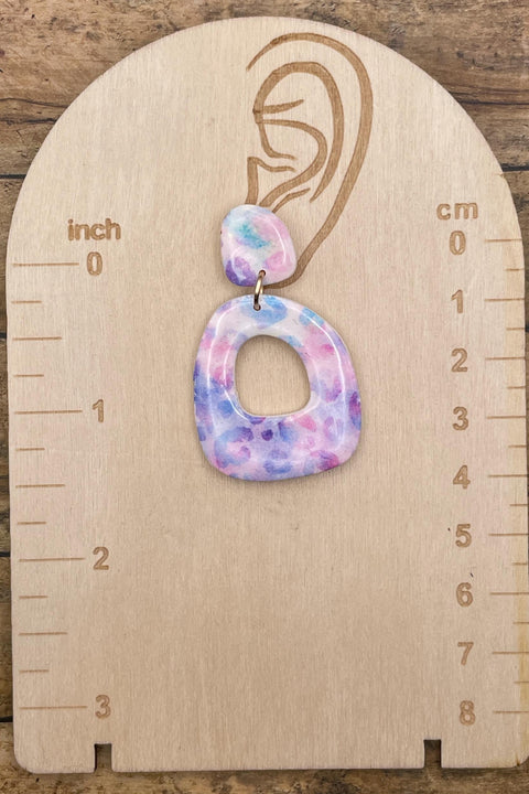 Mystical - Multicolored Leopard Printed Dangle Earrings: Handmade Polymer Clay