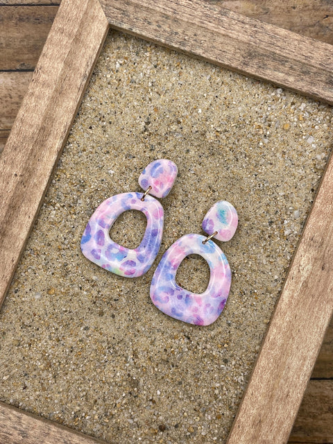 Mystical - Multicolored Leopard Printed Dangle Earrings: Handmade Polymer Clay