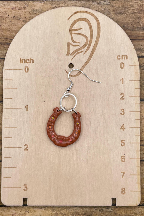 Joshua Tree - Lucky Horseshoe Dangle Earrings: Handmade Polymer Clay