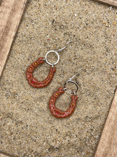Joshua Tree - Lucky Horseshoe Dangle Earrings: Handmade Polymer Clay