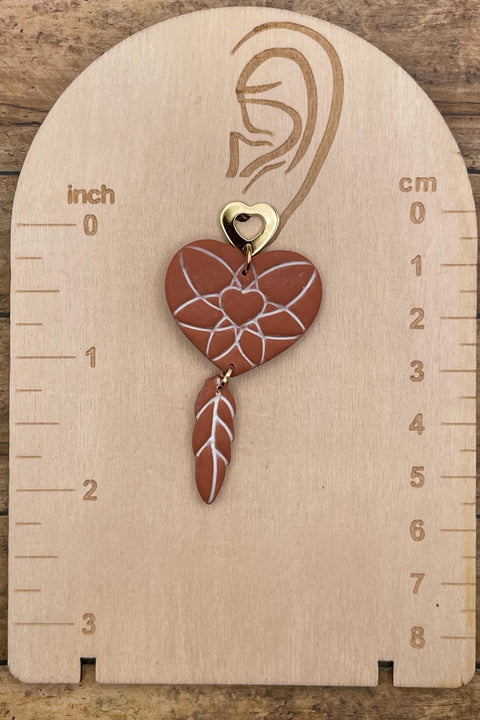 Joshua Tree - Boho Dreamcatcher Dangle Earrings: Handmade Polymer Clay