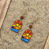 Joshua Tree - Sunset Dangle Earrings with Sunstone Detail: Handmade Polymer Clay